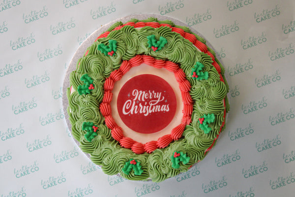 Merry Christmas Wreath Cake