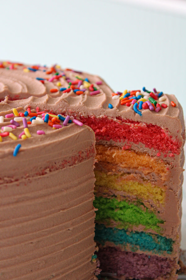 Belgian Chocolate Rainbow Celebration Cake - 8 Inch